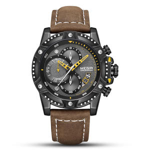 Nouvelle montre pour homme chronographe multifonctionnel en cuir véritable montre-bracelet à quartz sportive et élégante - Product Image 2