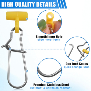 70 pièces <span class=keywords><strong>de</strong></span> glissières <span class=keywords><strong>de</strong></span> lest robustes avec connecteurs <span class=keywords><strong>de</strong></span> poids pivotants à mousqueton Duo-Lock en acier inoxydable pour la pêche au poisson-chat - Product Image 2