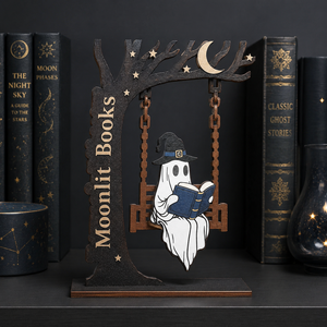 Fall Halloween Tabletop Wood Ornaments Ghost Swing Tree <b>Pumpkin</b> Owl Black Cat Spooky Indoor Party Mantel Shelf Decorations - Product Image 4