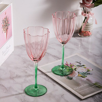 Verre en cristal rétro de grande valeur tasse médiévale fleur lumière luxe dégradé couleur maison Transparent rose gobelet Champagne verre à vin