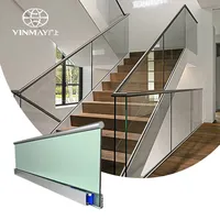 Lumiparty — Balustrade de verre en aluminium à poser au sol, Design moderne, tuyau en forme de U, sans cadre, Balustrade pour balcon