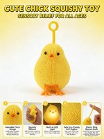 Jouet sensoriel anti-stress en forme de poussin jaune mignon, boule à presser en PVC avec lumière LED, anneau yoyo, cadeau de fête pour filles et garçons