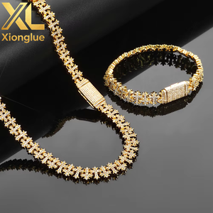 Stylish Flip Cover Cross Maple Leaf Chain Trendy Versatile Zircon Necklace <b>Men</b> High End Jewelry Set - Product Image 3