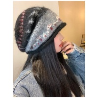 Gorro de Punto Acanalado Jacquard Vintage con Pompón, Estilo Fair Isle, Cálido y Versátil para Mujer