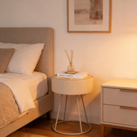 Petite table de chevet ronde avec plateau de rangement amovible et base en métal robuste en forme d'anneau, table d'appoint pour chambre à coucher, salon