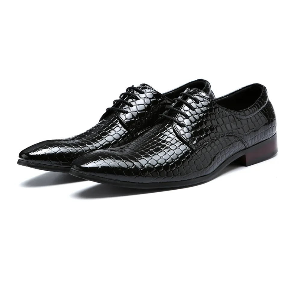 38-48 grande taille noir homme Python Derby Business bout pointu chaussure formelle robe de mariée chaussures 1779