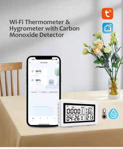 Yüksek doğruluk Tuya Wifi termometre higrometre kapalı sıcaklık ve nem ev karbon monoksit dedektörü ile zaman - Product Image 5