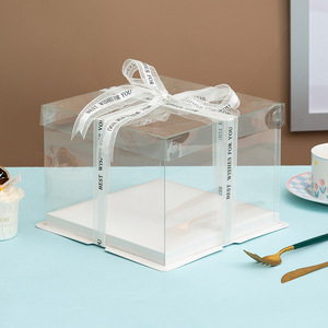 Boîte d'emballage carrée transparente en plastique recyclé de qualité alimentaire pour gâteaux, idéale pour les mariages et la présentation en boulangerie (vente en gros) - Product Image 3