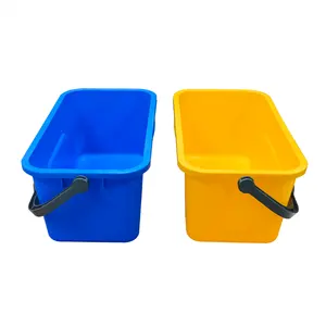 Cubo de limpieza de plástico azul resistente barato al por mayor cubo plano cuadrado para limpieza de suelo industrial de coche