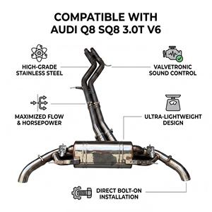 ระบบท่อไอเสียแบบ Catback พร้อมวาล์วอิเล็กทรอนิกส์คู่ Vortex SS304 สำหรับ Audi Q8 SQ8 3.0T V6 55TFSI ปี 2019-2024 ชุดแต่งท่อไอเสีย - Product Image 1