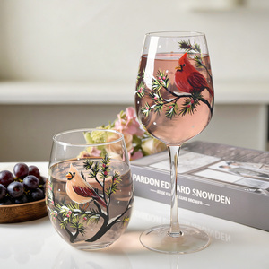 Verres à vin sans pied personnalisés avec logo coloré, <span class=keywords><strong>dessin</strong></span>és à la main, directement de l'usine, ensemble de verrerie créative pour fête - Product Image 3