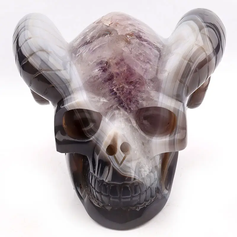 Hot Sale Natural Wholesale Healing Crystal Stones Amethyst Geode Agate Shofar Skulls Carving For Decoration Gift
