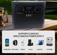 Station d'alimentation solaire portable KRL 2000W 2016Wh avec batterie au lithium LiFePO4, panneau solaire, onduleur à onde sinusoïdale pure MPPT, lampe torche solaire pour extérieur et maison