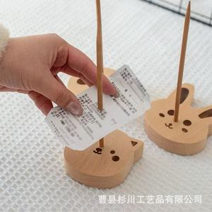 Porta-ordenaciones de madera con diseño de animales para tiendas de té con leche, restaurantes, soporte para recibos, organizador de escritorio para cartas - Product Image 3