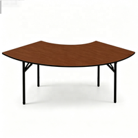 Table de banquet robuste pliable avec pieds en acier, plateau en contreplaqué, revêtement en PVC blanc, mobilier modulaire pour événements