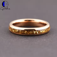 Bague pour femme en tungstène or rose 4 mm Gentdes Jewelry avec incrustation de verre allemand écrasé pour mariage