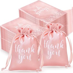 Custom Logo Black Satin <b>Gift</b> Bags Drawstring Jewelry Candy Pouches Wig Bags Hair Extension Packaging Bundle Silk Satin Bag - Product Image 2