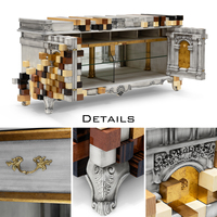 Meuble de salon d'hôtel personnalisable, édition limitée exclusive, avec intérieur en verre fumé et laiton plaqué or