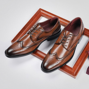 Zapatos Derby de Vestir para Hombre, Diseño de Moda, Plataforma Retro de Lujo, Cuero Genuino, Punta Puntiaguda, Aumentan la Altura, Cómodos - Product Image 1
