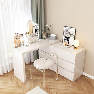 Allungabile donna regolabile in legno moderno trucco <span class=keywords><strong>bianco</strong></span> scrivania vanità 6 cassetti camera da letto mobili cassettiere - Product Image 2