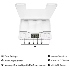 2025 biểu tượng tùy chỉnh xách tay thuốc điện tử nhắc nhở báo động kỹ thuật số hộp thuốc với bộ đếm thời gian 4 lần tổ chức thuốc lưu trữ máy tính bảng trường hợp - Product Image 2