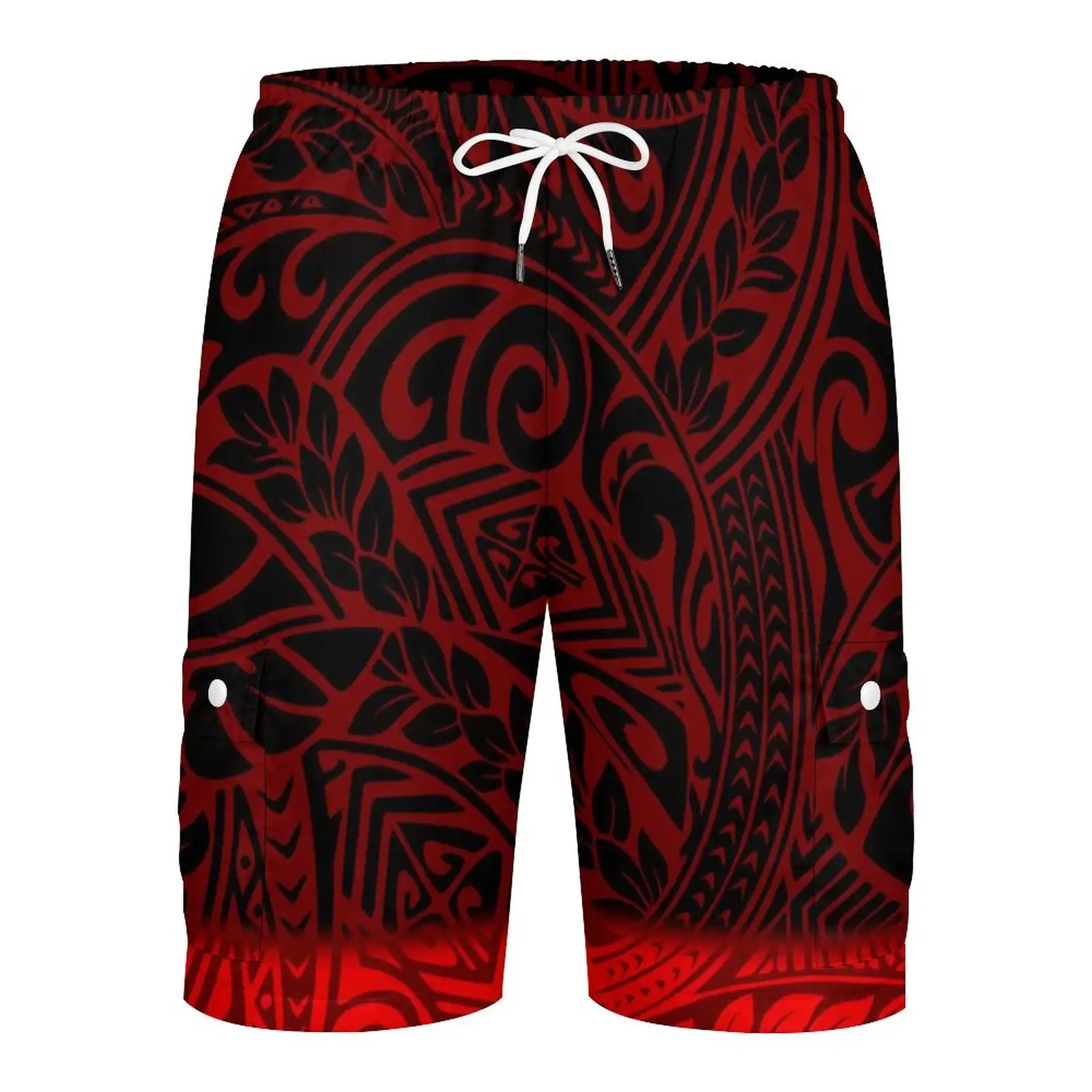Red Polynesia Customized On Demand Men Summer Shorts Breathable Men Sport Shorts Large Size Beach Shorts No Minimum