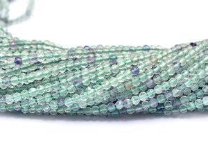 Perles à facettes micro en fluorite verte de 2mm à 3mm | Brin de 13 pouces | Perles rondes en pierres précieuses semi-précieuses en fluorite naturelle pour bijoux - Product Image 4