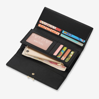 Dompet genggam kulit terbaru versi Korea dompet kartu wanita grosir dompet kartu panjang lipat tiga