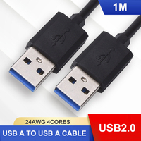 24AWG Transfer Data kawat kabel Usb Tipe A ke Usb pria kualitas tinggi panjang kustom kabel Data Usb A Male ke male