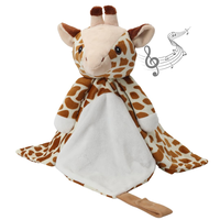 Couverture de sécurité pour bébé en peluche girafe avec puce vocale OTP enregistrable pour berceuses et bruit blanc, et boîte à son activée par pression