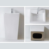 Lavabos sanitaires en gros Lavabos de salle de bain en céramique carrés modernes