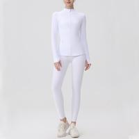 Ensemble de sport et yoga pour femme, stock USA : Leggings taille haute anti-transparence, veste athlétique respirante et extensible à fermeture éclair intégrale
