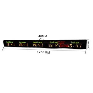 [Personalizado] relógio do tempo do mundo multi fuso horário exibição vermelho e verde grande relógio de parede digital led remoto com gps