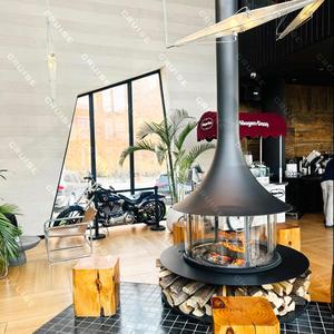 Fabbrica di crociera-caminetti sospesi in vetro sospesi in legno autoportante personalizzati diretti a 360 gradi curvi ad alta temperatura - Product Image 2