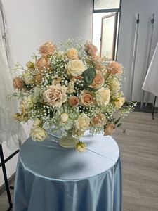Nueva Bola de Rosas Estrelladas Color Champán de 55 cm, Decoración Floral para Mesa de Boda, Flor Artificial Preservada - Product Image 3