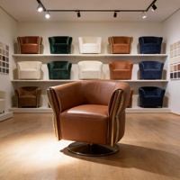 Fauteuil pivotant à bascule européen personnalisable ZJ-ORB-01C, revêtement en cuir véritable, durable, OEM/ODM, meubles de salon