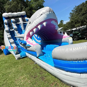 Toboggan aquatique gonflable commercial en forme <span class=keywords><strong>de</strong></span> requin pour enfants, grand château gonflable pas cher, trampoline, château gonflable pour adultes, grand - Product Image 1