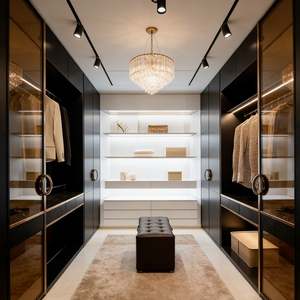 BALOM Armoire sur mesure de luxe, style minimaliste foncé, dressing, meubles de chambre à coucher, organisateur de rangement pour villa - Product Image 3