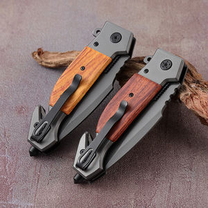 Hongrui fabricante personalizado al por mayor hoja de acero inoxidable mango de madera al aire libre Camping supervivencia cuchillo de bolsillo plegable - Product Image 5