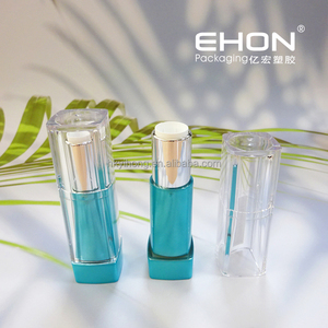 Custom Color Thick Wall Square Lipstick <b>Tubes</b> Empty Metallic Base Transparent Cap <b>Plastic</b> Lipstick Container Makeup Packaging - Product Image 1