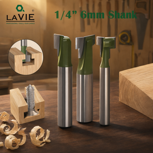 LAVIE Keyhole Lock Mortising <b>Router</b> <b>Bit</b> <b>Set</b> 1/4 Inch 6mm Shank Tungsten Carbide Woodworking - Product Image 2