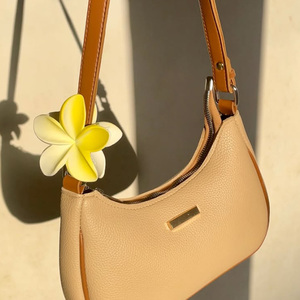 Custom Vegan Leather Eco Storage Portable Elegant Luxury Gift Storage Metal Buckle Accessories Ladies Flower Decor Shoulder <strong>Bag</strong> - Product Image 1