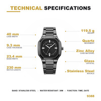 Montres à Quartz Homme SKMEI 9388 40mm de Luxe, Étanche, Minimaliste, Bracelet Acier, Analogique, Style Vintage, Charme Sportif, Vente en Gros