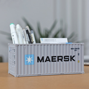 Porte-cartes de visite Maersk en forme de conteneur, boîte de rangement avec fente pour cartes de visite, pour l'organisation du bureau et les cadeaux - Product Image 1