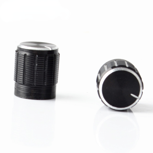 Black Aluminum Electronic Volume Control Rotary Knobs Dia. 6mm Knurled Shaft Potentiometer