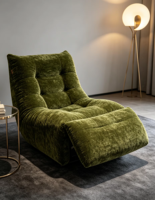 Fauteuil inclinable en chenille flocon de neige VOXHOME, style français, canapé simple, dossier réglable, structure en bois de pin, fauteuil de salon