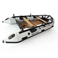 Bateau robuste RSA-HD420 gris clair de 420 cm avec échelle et porte-canne à pêche