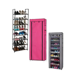 Multi Layer Stackable Shoe Rack Storage Shoe Cabinet With Door Opening And Soft Cushion For Home Entryway