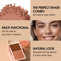Palette de blush et de contour 2-en-1 OEM, crème et poudre, imperméable, longue tenue, haute pigmentation, sculpteur de joues, blush à marque privée