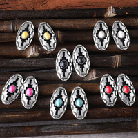 Meilleure vente en gros de boucles d'oreilles en pierre aztèque occidentale pour femmes sud-ouest rose noir turquoise blanc rouge jaune mode